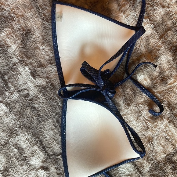 Victoria’s Secret Pink Shine Blue/Silver Shimmer Halter Bikini Swim Top - Picture 7 of 7